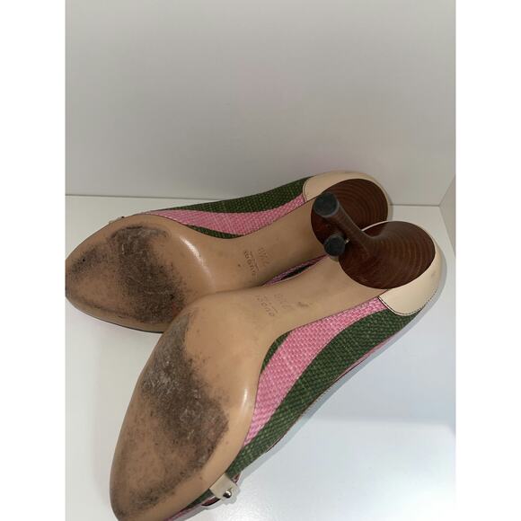 Gucci Multicolor Stripe Woven Heels with Bamboo Detail Size 38,5 - Picture 2 of 3